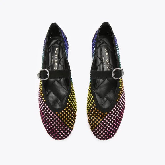 Kurt Geiger London $145 Mayfair Ballet Flat Black Combination Sz 8.5 NIB! - Picture 2 of 5